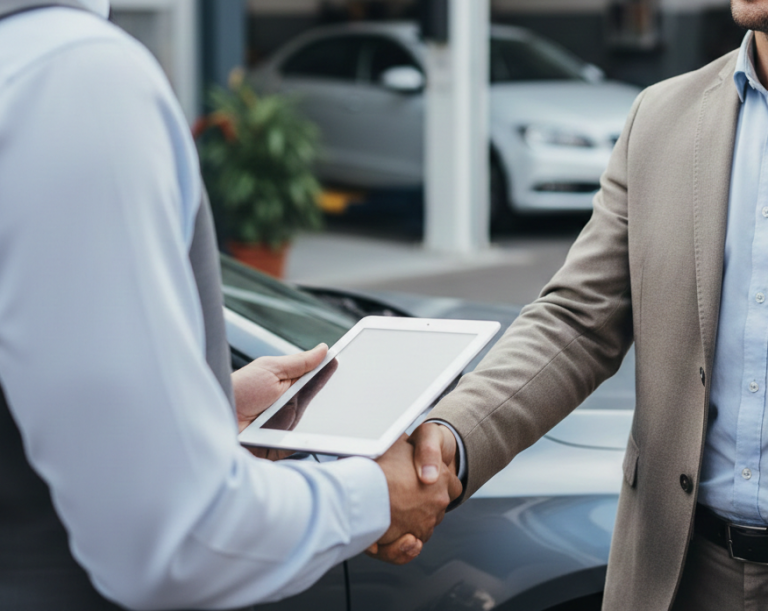 Handschlag nach erfolgreicher und stressfreier Unfallregulierung durch unabhängigen Gutachter